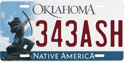 OK license plate 343ASH