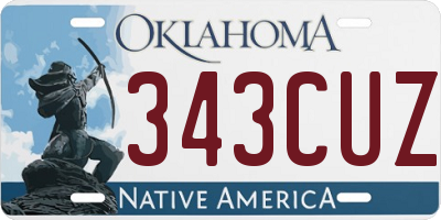 OK license plate 343CUZ