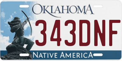 OK license plate 343DNF