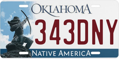 OK license plate 343DNY