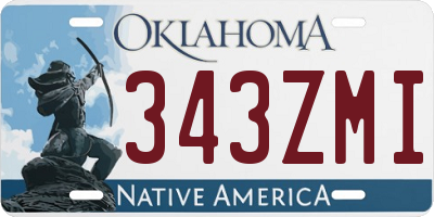 OK license plate 343ZMI