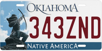OK license plate 343ZND