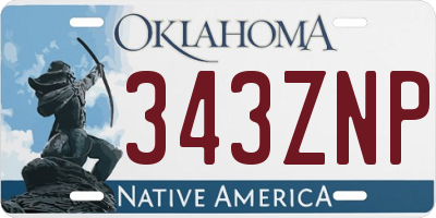 OK license plate 343ZNP