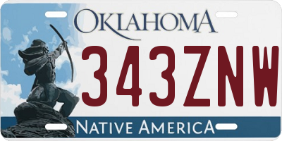 OK license plate 343ZNW