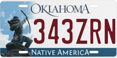 OK license plate 343ZRN