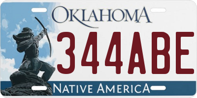 OK license plate 344ABE
