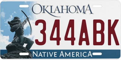 OK license plate 344ABK