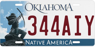 OK license plate 344AIY