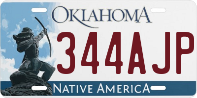 OK license plate 344AJP