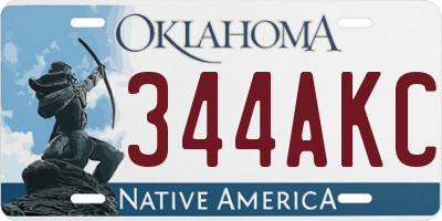 OK license plate 344AKC