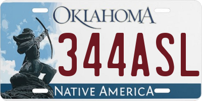 OK license plate 344ASL