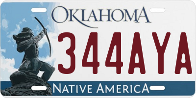 OK license plate 344AYA