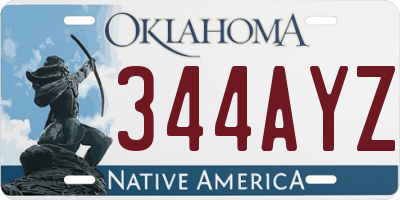 OK license plate 344AYZ
