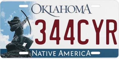 OK license plate 344CYR