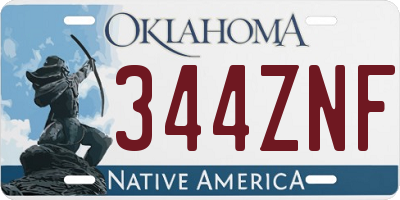 OK license plate 344ZNF