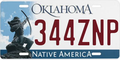 OK license plate 344ZNP