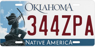 OK license plate 344ZPA