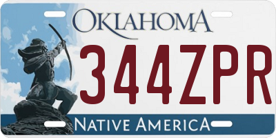 OK license plate 344ZPR