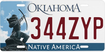 OK license plate 344ZYP