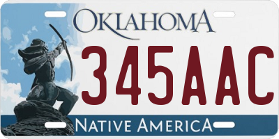 OK license plate 345AAC