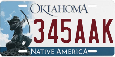 OK license plate 345AAK