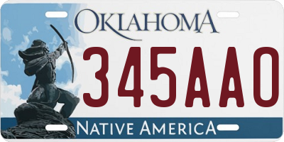 OK license plate 345AAO