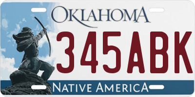 OK license plate 345ABK