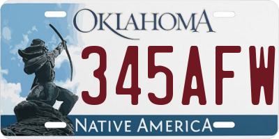 OK license plate 345AFW