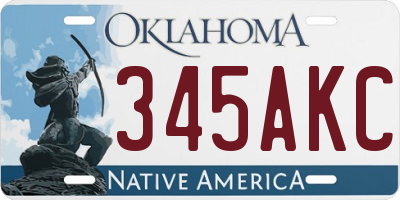 OK license plate 345AKC