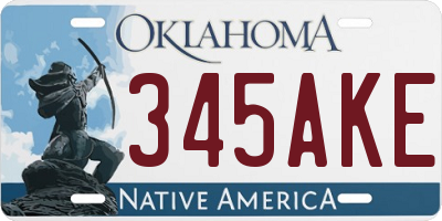 OK license plate 345AKE
