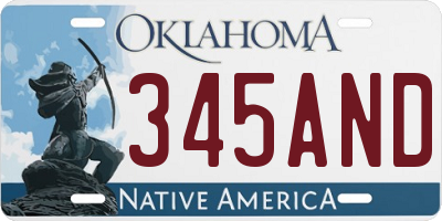 OK license plate 345AND