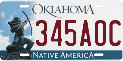 OK license plate 345AOC