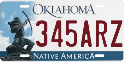 OK license plate 345ARZ