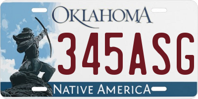 OK license plate 345ASG