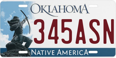 OK license plate 345ASN