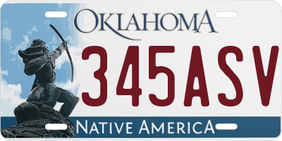 OK license plate 345ASV