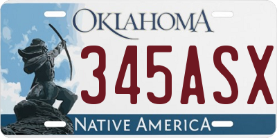 OK license plate 345ASX