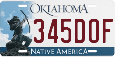 OK license plate 345DOF