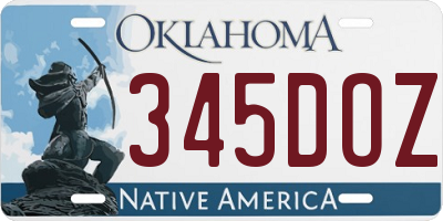 OK license plate 345DOZ