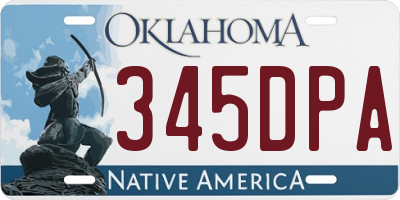 OK license plate 345DPA