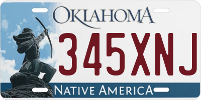 OK license plate 345XNJ