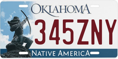 OK license plate 345ZNY
