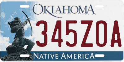 OK license plate 345ZOA