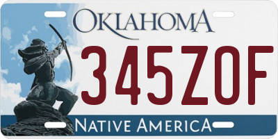 OK license plate 345ZOF