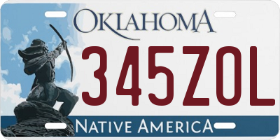 OK license plate 345ZOL