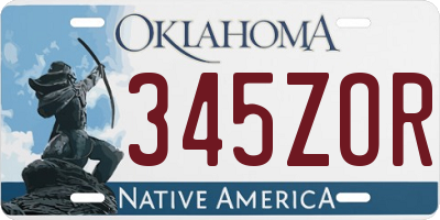 OK license plate 345ZOR