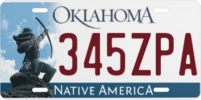 OK license plate 345ZPA