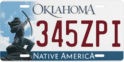 OK license plate 345ZPI