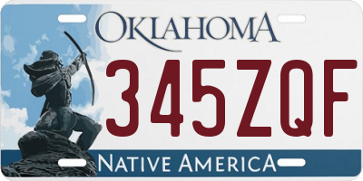 OK license plate 345ZQF
