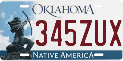 OK license plate 345ZUX